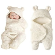 Facrlt Newborn Baby Cute Cotton Receiving White Sleeping Blanket Boy Girl Wrap Swaddle
